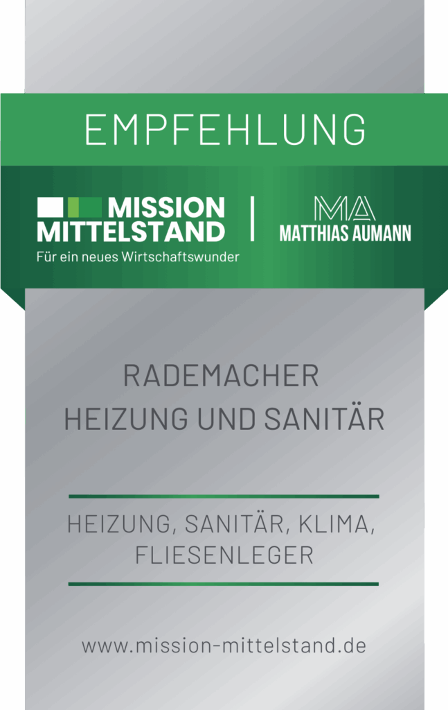 Empfehlungsbanner von Mission Mittelstand für Rademacher Heizung und Sanitär