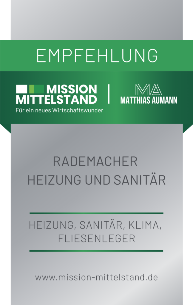 Empfehlungsbanner von Mission Mittelstand für Rademacher Heizung und Sanitär